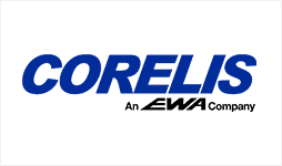 A blue and white logo for ewa corelight.